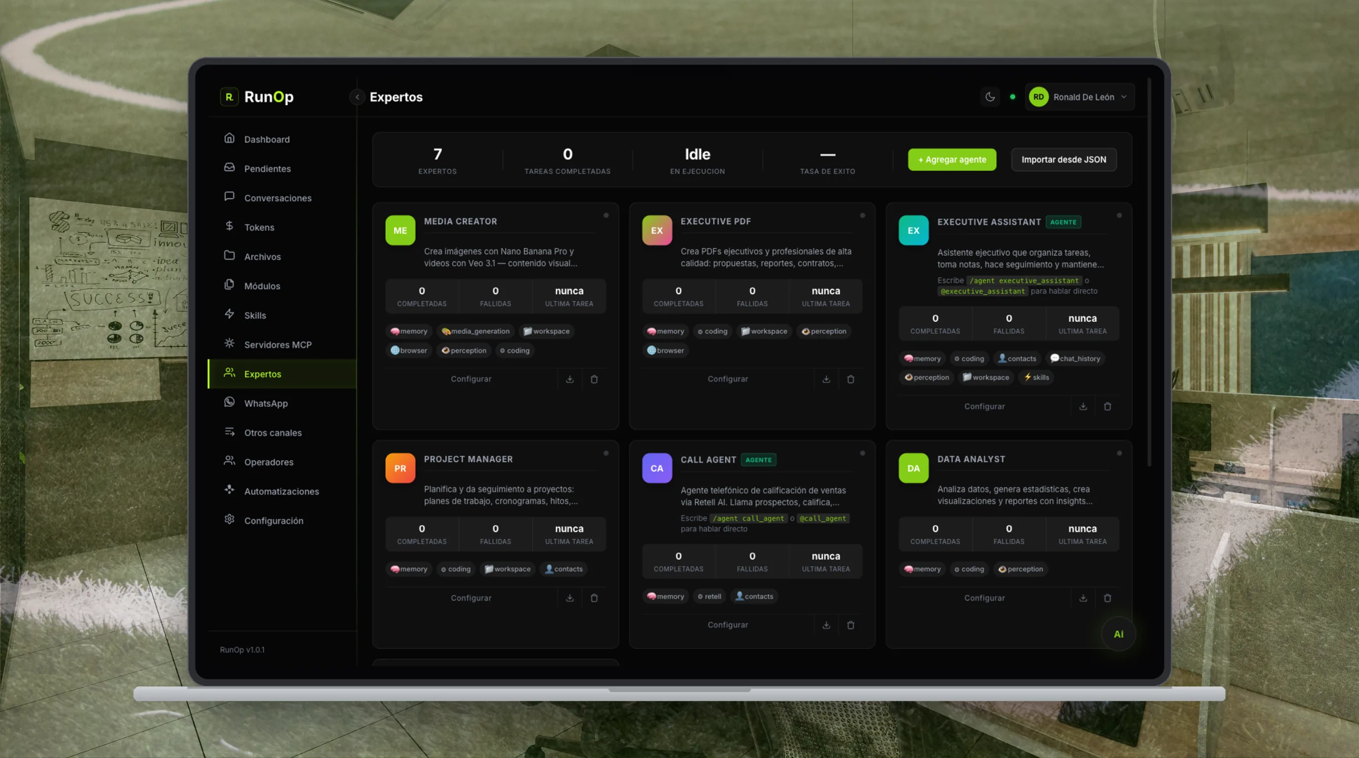 RunOp — elige tu agente experto